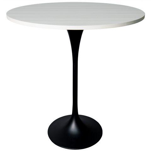 Verve Bar Height Dining Table with Round MDF, Sintered Stone, or Resin Top & Black Stainless Steel Base