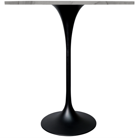 Verve Bar Height Dining Table with Round MDF, Sintered Stone, or Resin Top & Black Stainless Steel Base