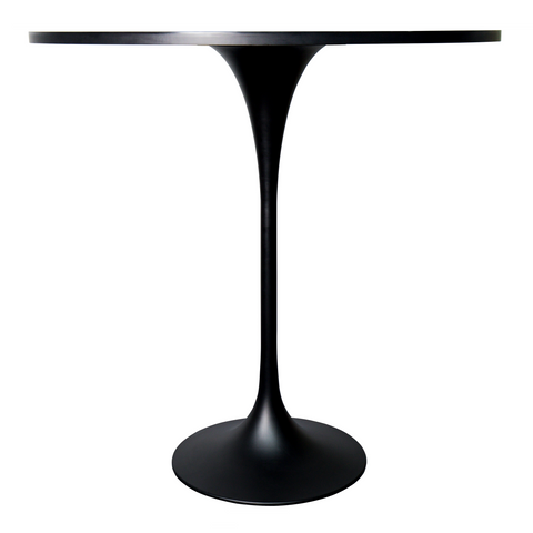 Verve Bar Height Dining Table with Round MDF, Sintered Stone, or Resin Top & Black Stainless Steel Base