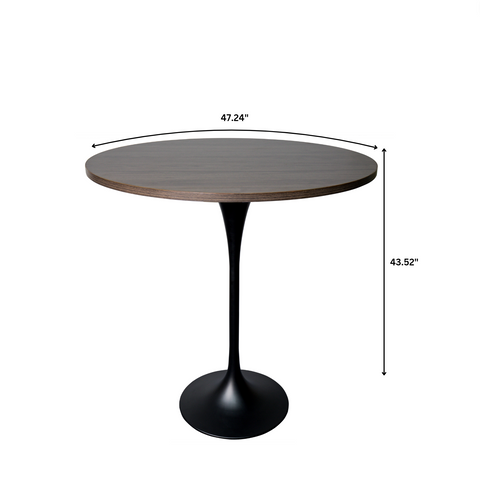 Verve Bar Height Dining Table with Round MDF, Sintered Stone, or Resin Top & Black Stainless Steel Base