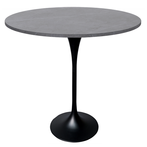 Verve Bar Height Dining Table with Round MDF, Sintered Stone, or Resin Top & Black Stainless Steel Base