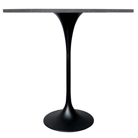 Verve Bar Height Dining Table with Round MDF, Sintered Stone, or Resin Top & Black Stainless Steel Base