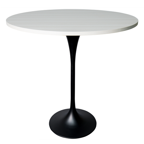 Verve Bar Height Dining Table with Round MDF, Sintered Stone, or Resin Top & Black Stainless Steel Base