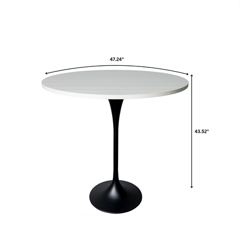 Verve Bar Height Dining Table with Round MDF, Sintered Stone, or Resin Top & Black Stainless Steel Base