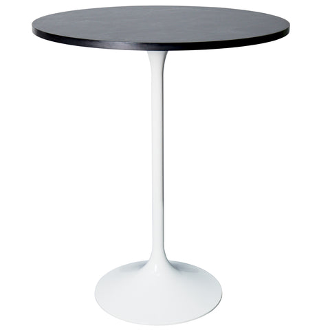 Verve Bar Height Dining Table with 27" Round MDF Top and White Stainless Steel Pedestal Base