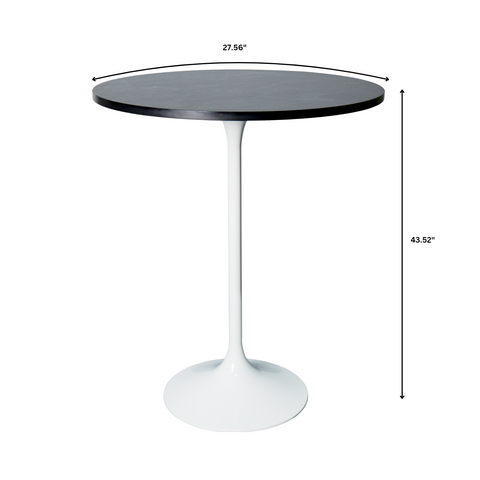 Verve Bar Height Dining Table with 27" Round MDF Top and White Stainless Steel Pedestal Base