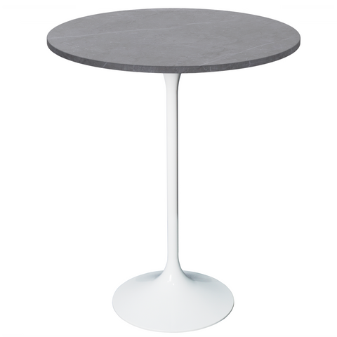 Verve Bar Height Dining Table with 27" Round MDF Top and White Stainless Steel Pedestal Base