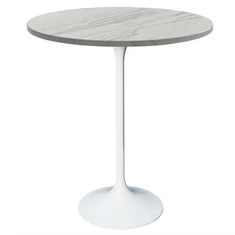 Verve Bar Height Dining Table with 27" Round MDF Top and White Stainless Steel Pedestal Base