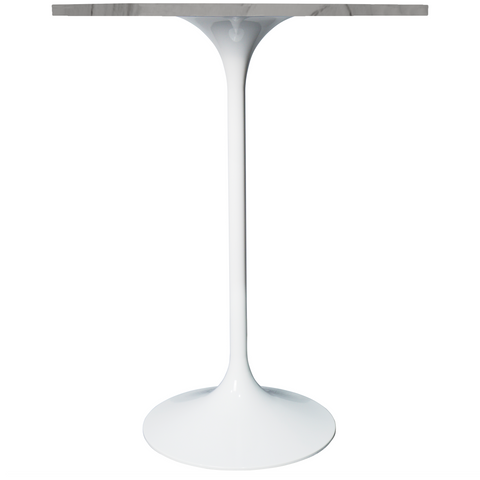 Verve Bar Height Dining Table with 27" Round MDF Top and White Stainless Steel Pedestal Base