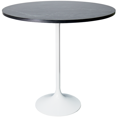 Verve Bar Height Dining Table with 27" Round MDF Top and White Stainless Steel Pedestal Base