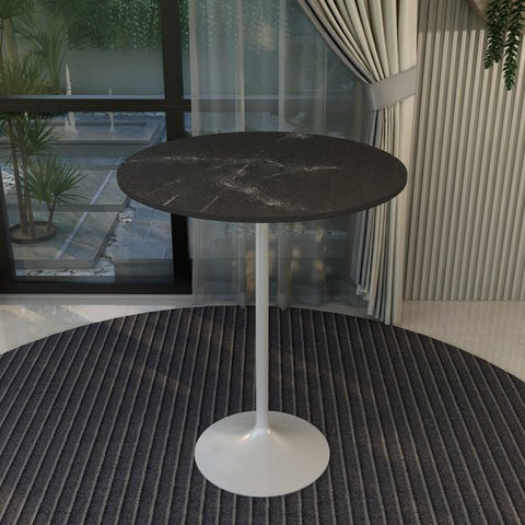 Verve Bar Height Dining Table with 27" Round MDF Top and White Stainless Steel Pedestal Base