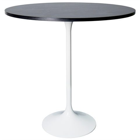 Verve Bar Height Dining Table with 27" Round MDF Top and White Stainless Steel Pedestal Base