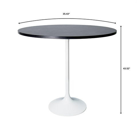 Verve Bar Height Dining Table with 27" Round MDF Top and White Stainless Steel Pedestal Base