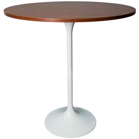 Verve Bar Height Dining Table with 27" Round MDF Top and White Stainless Steel Pedestal Base