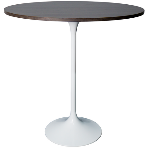 Verve Bar Height Dining Table with 27" Round MDF Top and White Stainless Steel Pedestal Base