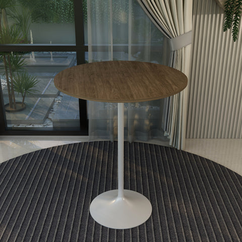 Verve Bar Height Dining Table with 27" Round MDF Top and White Stainless Steel Pedestal Base