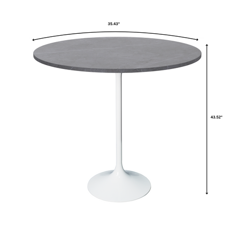 Verve Bar Height Dining Table with 27" Round MDF Top and White Stainless Steel Pedestal Base