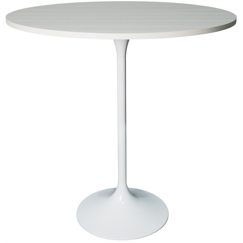 Verve Bar Height Dining Table with 27" Round MDF Top and White Stainless Steel Pedestal Base