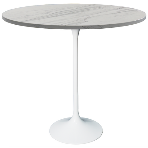 Verve Bar Height Dining Table with 27" Round MDF Top and White Stainless Steel Pedestal Base