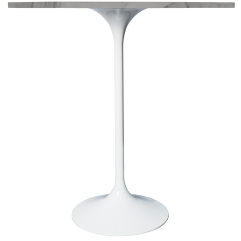 Verve Bar Height Dining Table with 27" Round MDF Top and White Stainless Steel Pedestal Base