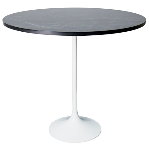 Verve Bar Height Dining Table with 27" Round MDF Top and White Stainless Steel Pedestal Base