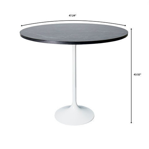 Verve Bar Height Dining Table with 27" Round MDF Top and White Stainless Steel Pedestal Base