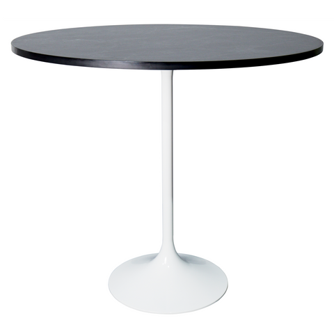 Verve Bar Height Dining Table with 27" Round MDF Top and White Stainless Steel Pedestal Base