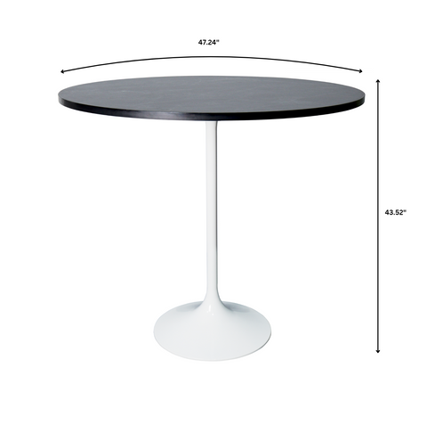 Verve Bar Height Dining Table with 27" Round MDF Top and White Stainless Steel Pedestal Base