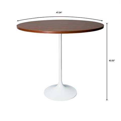 Verve Bar Height Dining Table with 27" Round MDF Top and White Stainless Steel Pedestal Base