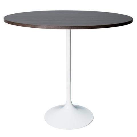 Verve Bar Height Dining Table with 27" Round MDF Top and White Stainless Steel Pedestal Base