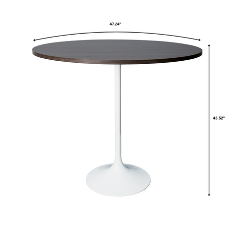 Verve Bar Height Dining Table with 27" Round MDF Top and White Stainless Steel Pedestal Base