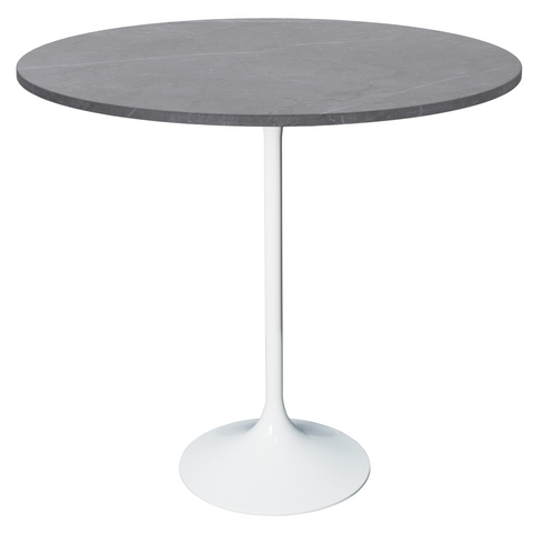 Verve Bar Height Dining Table with 27" Round MDF Top and White Stainless Steel Pedestal Base