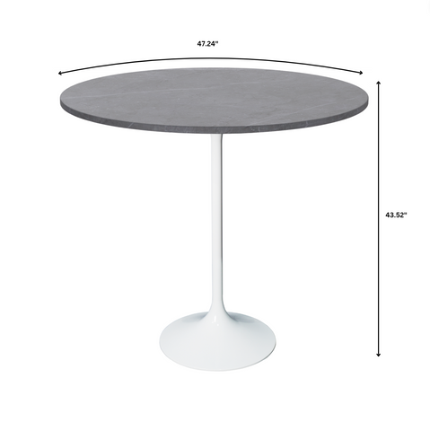 Verve Bar Height Dining Table with 27" Round MDF Top and White Stainless Steel Pedestal Base