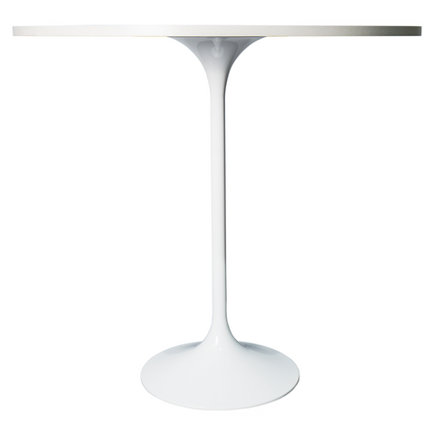 Verve Bar Height Dining Table with 27" Round MDF Top and White Stainless Steel Pedestal Base