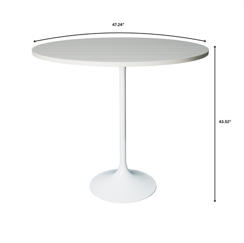 Verve Bar Height Dining Table with 27" Round MDF Top and White Stainless Steel Pedestal Base