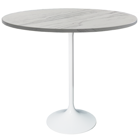 Verve Bar Height Dining Table with 27" Round MDF Top and White Stainless Steel Pedestal Base