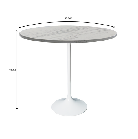 Verve Bar Height Dining Table with 27" Round MDF Top and White Stainless Steel Pedestal Base