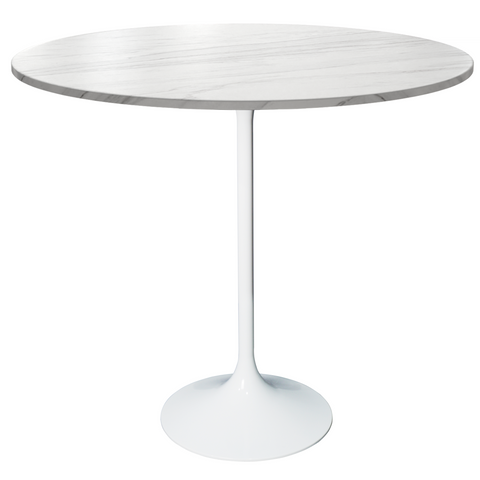 Verve Bar Height Dining Table with 27" Round MDF Top and White Stainless Steel Pedestal Base