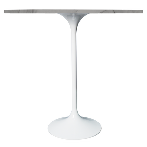 Verve Bar Height Dining Table with 27" Round MDF Top and White Stainless Steel Pedestal Base