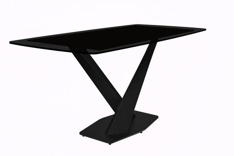 Voren Dining Table with Rectangular Tabletop with Gold/Black Stainless Steel Base