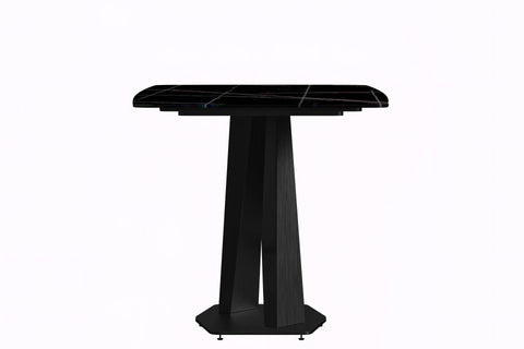 Voren Dining Table with Rectangular Tabletop with Gold/Black Stainless Steel Base