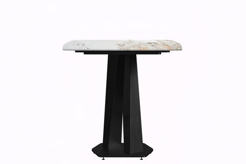 Voren Dining Table with Rectangular Tabletop with Gold/Black Stainless Steel Base