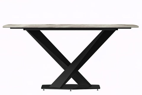 Voren Dining Table with Rectangular Tabletop with Gold/Black Stainless Steel Base