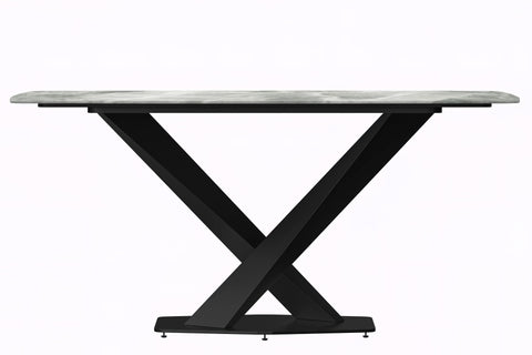 Voren Dining Table with Rectangular Tabletop with Gold/Black Stainless Steel Base