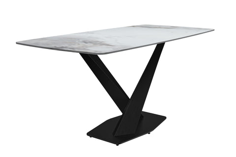 Voren Dining Table with Rectangular Tabletop with Gold/Black Stainless Steel Base