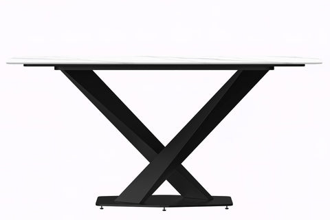 Voren Dining Table with Rectangular Tabletop with Gold/Black Stainless Steel Base