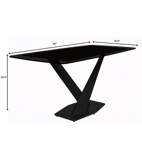 Voren Dining Table with Rectangular Tabletop with Gold/Black Stainless Steel Base