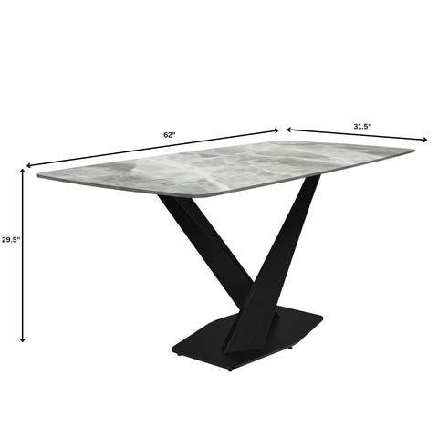 Voren Dining Table with Rectangular Tabletop with Gold/Black Stainless Steel Base