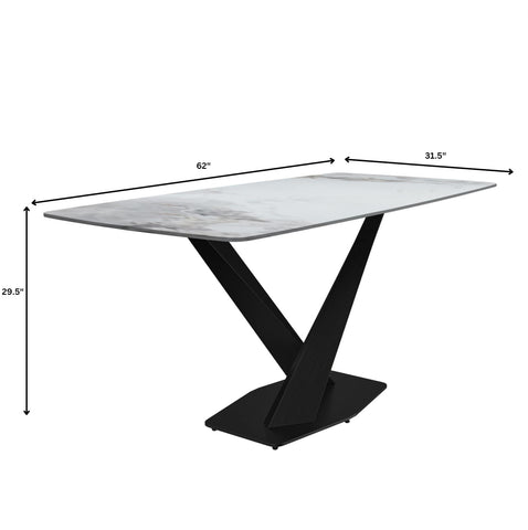 Voren Dining Table with Rectangular Tabletop with Gold/Black Stainless Steel Base