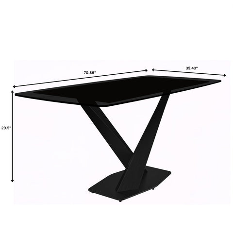 Voren Dining Table with Rectangular Tabletop with Gold/Black Stainless Steel Base